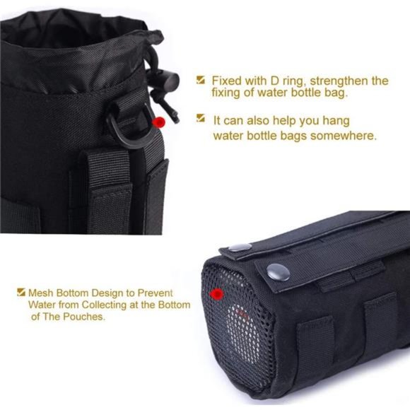 Sports Water Bottles Pouch Bag, Tactical Drawstring Molle Water Bottle Holder - Picture 5 of 6